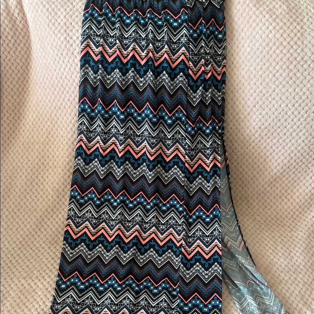 No Boundaries Zigzag Maxi Skirt - Black, Pink, Blue